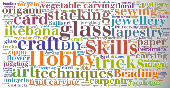 Spring Clean - Hobbies, Craft & Skills Tag Cloud