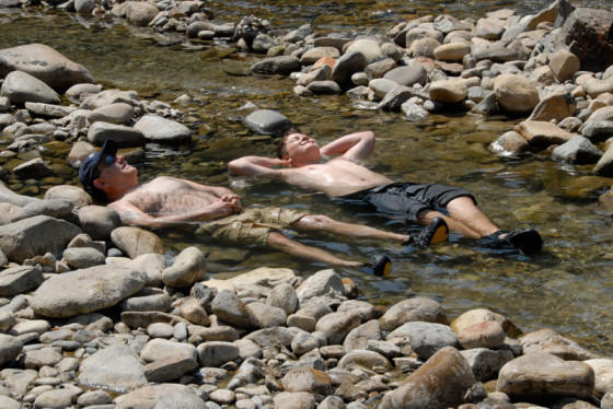 Gifts for sons - Dad and son bonding in hot springs