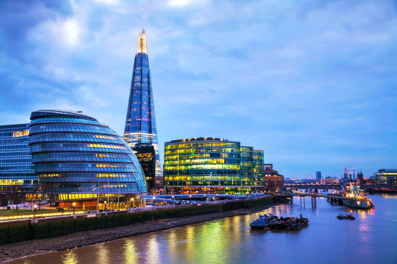 Getting married in London - Overview of London with the Shard of Glass on April 4, 2015 in London, UK. Standing 306 metres high, the Shard is currently the tallest building in the European Union.