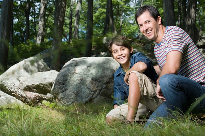 bonding activities for stepdads and kids - stepdad and stepson in the forest