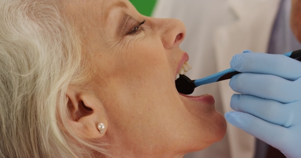 Getting old-mature woman with dentist