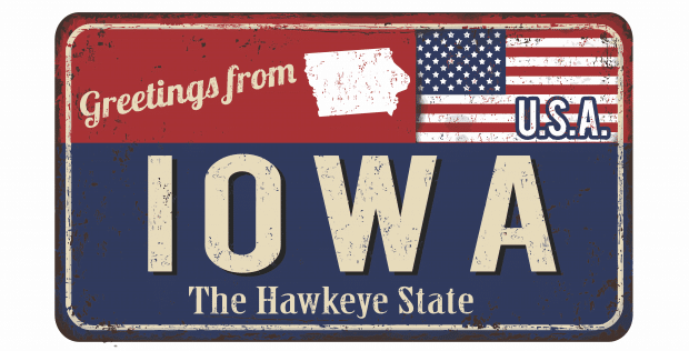 Greetings from Iowa vintage rusty metal sign