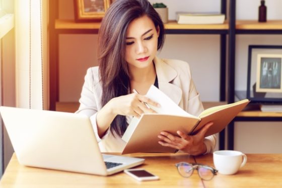 Job seeking in a COVID affected world- Lady preparing for an interview