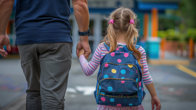 Stepdad's Guide To Back-To-School Parenting - Stepdad walking his kid to school