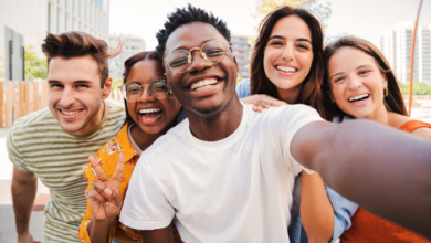 National New Friends Day-A group of friends smiling into the camera