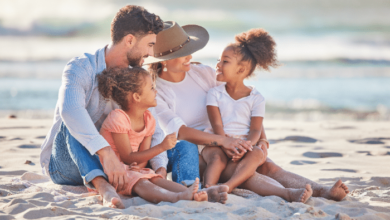 Travelling With Kids - Family on a beach