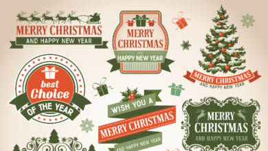 Christmas labels - labels with Merry Christmas text