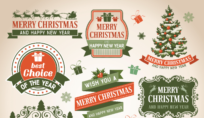 Christmas labels - labels with Merry Christmas text