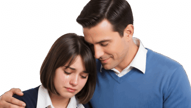 Helping a Child Experiencing Grief-Stepdad consoling grieving stepdaughter