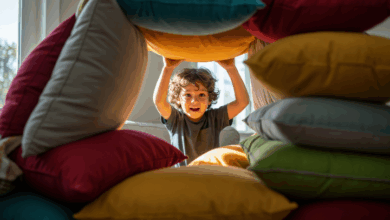 Rainy Day Activities For Stepfamilies - a boy in a pillow fort