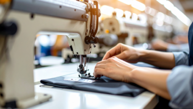 Expert Alterations - a tailor using a sewing machine