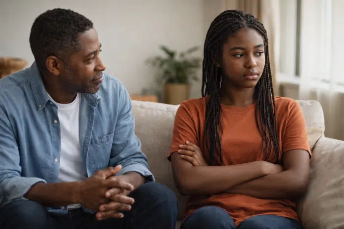 building trust with your stepdaughter - stepdad and stepdaughter in conversation
