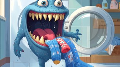 A-cartoon-monster-devouring-socks-from-a-washing-machine