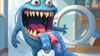A-cartoon-monster-devouring-socks-from-a-washing-machine
