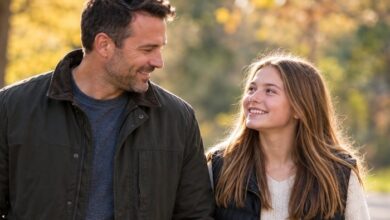 Successful stepdad -Stepdad and stepdaughter going for a pleasant walk